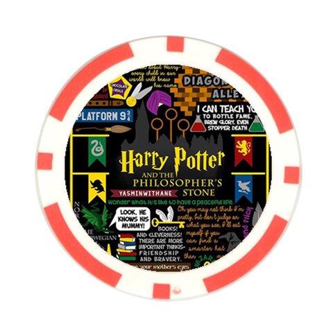 Book Collage Based On Harry Potter And The Philosopher s Stone Poker Chip Card Guard (10 pack) from ArtsNow.com Back