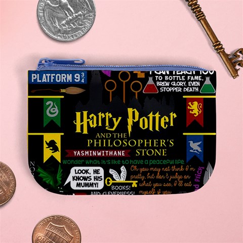 Book Collage Based On Harry Potter And The Philosopher s Stone Mini Coin Purse from ArtsNow.com Front