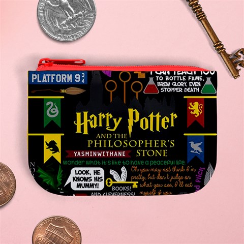 Book Collage Based On Harry Potter And The Philosopher s Stone Mini Coin Purse from ArtsNow.com Front