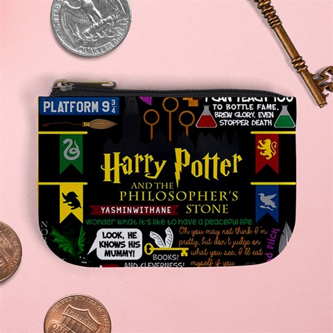 Book Collage Based On Harry Potter And The Philosopher s Stone Mini Coin Purse from ArtsNow.com Front