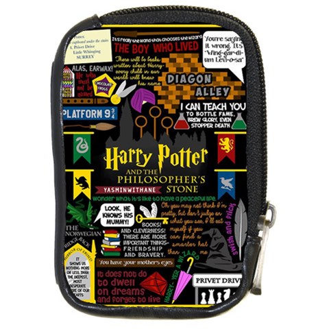 Book Collage Based On Harry Potter And The Philosopher s Stone Compact Camera Leather Case from ArtsNow.com Front