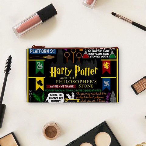 Book Collage Based On Harry Potter And The Philosopher s Stone Cosmetic Bag (Small) from ArtsNow.com Front