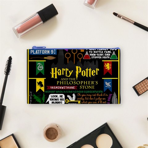 Book Collage Based On Harry Potter And The Philosopher s Stone Cosmetic Bag (Small) from ArtsNow.com Front
