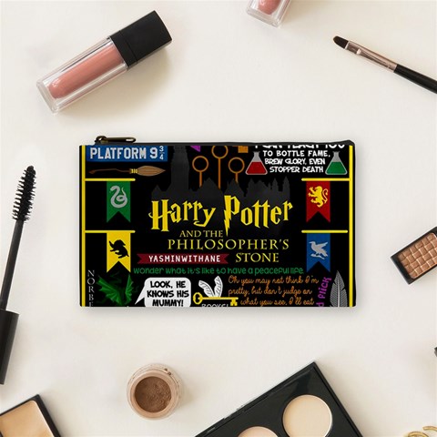 Book Collage Based On Harry Potter And The Philosopher s Stone Cosmetic Bag (Small) from ArtsNow.com Front