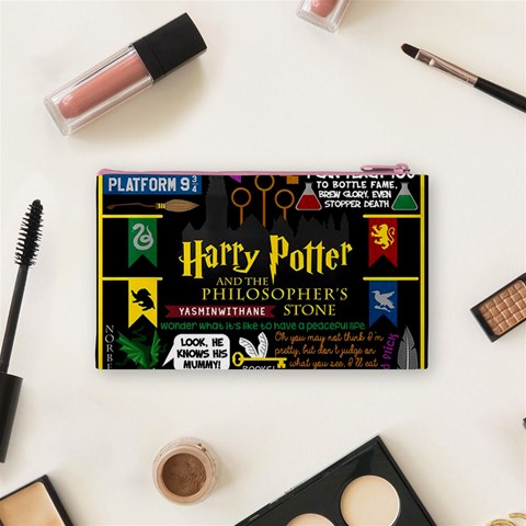 Book Collage Based On Harry Potter And The Philosopher s Stone Cosmetic Bag (Small) from ArtsNow.com Back