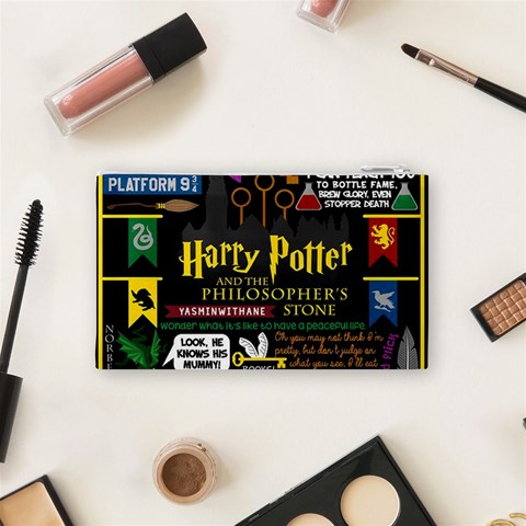 Book Collage Based On Harry Potter And The Philosopher s Stone Cosmetic Bag (Small) from ArtsNow.com Back