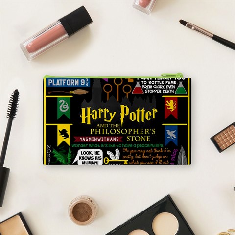 Book Collage Based On Harry Potter And The Philosopher s Stone Cosmetic Bag (Small) from ArtsNow.com Back