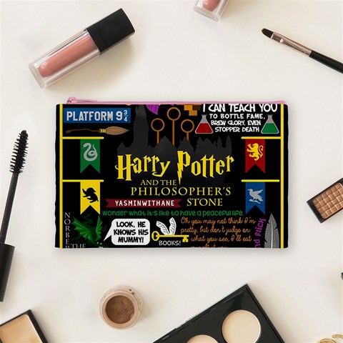 Book Collage Based On Harry Potter And The Philosopher s Stone Cosmetic Bag (Medium) from ArtsNow.com Front