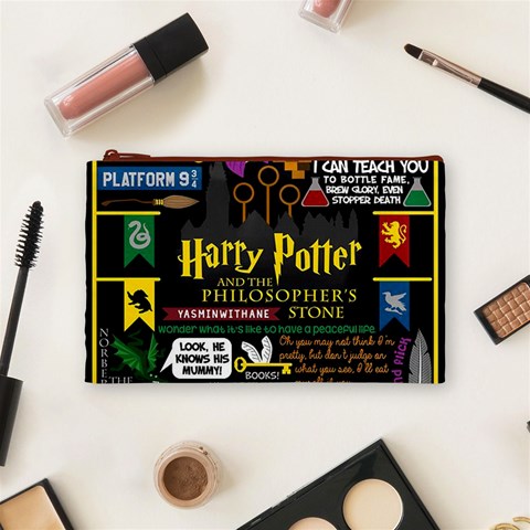 Book Collage Based On Harry Potter And The Philosopher s Stone Cosmetic Bag (Medium) from ArtsNow.com Front