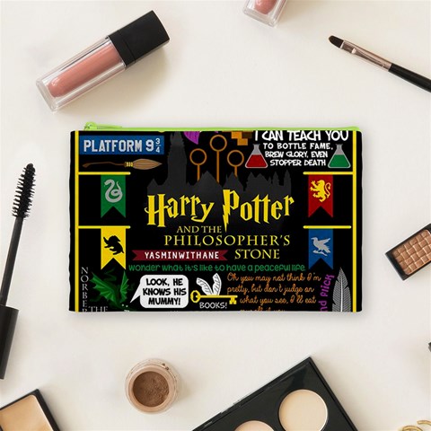 Book Collage Based On Harry Potter And The Philosopher s Stone Cosmetic Bag (Medium) from ArtsNow.com Front