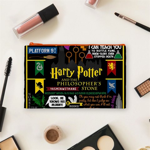 Book Collage Based On Harry Potter And The Philosopher s Stone Cosmetic Bag (Medium) from ArtsNow.com Front