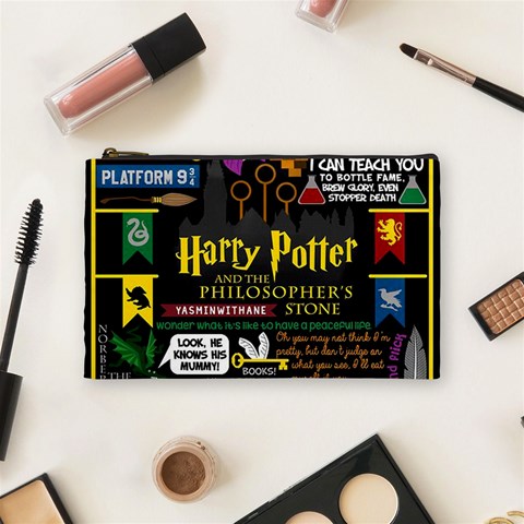 Book Collage Based On Harry Potter And The Philosopher s Stone Cosmetic Bag (Medium) from ArtsNow.com Front