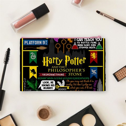 Book Collage Based On Harry Potter And The Philosopher s Stone Cosmetic Bag (Medium) from ArtsNow.com Back