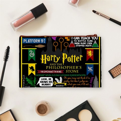 Book Collage Based On Harry Potter And The Philosopher s Stone Cosmetic Bag (Medium) from ArtsNow.com Back