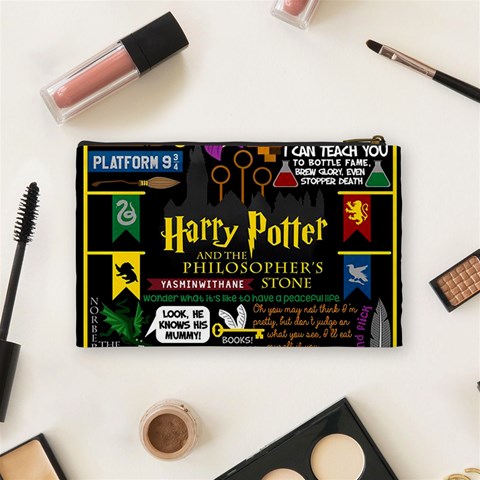 Book Collage Based On Harry Potter And The Philosopher s Stone Cosmetic Bag (Medium) from ArtsNow.com Back