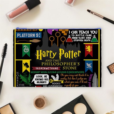 Book Collage Based On Harry Potter And The Philosopher s Stone Cosmetic Bag (Large) from ArtsNow.com Front