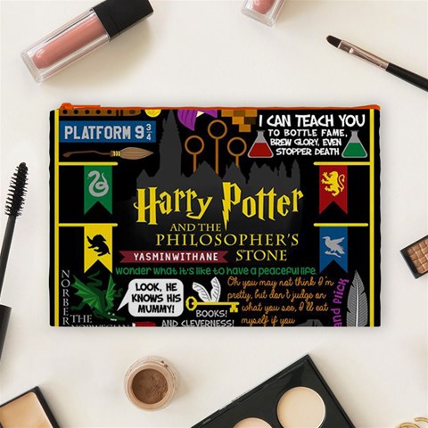 Book Collage Based On Harry Potter And The Philosopher s Stone Cosmetic Bag (Large) from ArtsNow.com Front