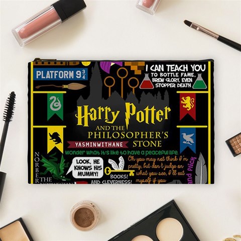 Book Collage Based On Harry Potter And The Philosopher s Stone Cosmetic Bag (Large) from ArtsNow.com Front