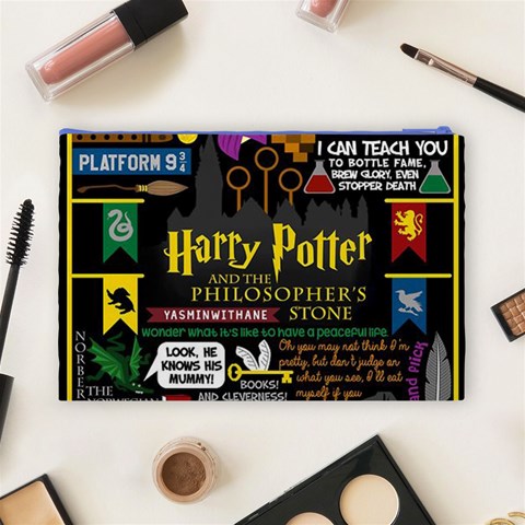 Book Collage Based On Harry Potter And The Philosopher s Stone Cosmetic Bag (Large) from ArtsNow.com Back