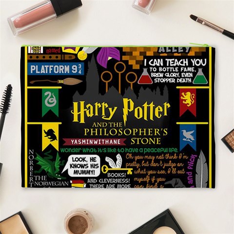 Book Collage Based On Harry Potter And The Philosopher s Stone Cosmetic Bag (XL) from ArtsNow.com Back