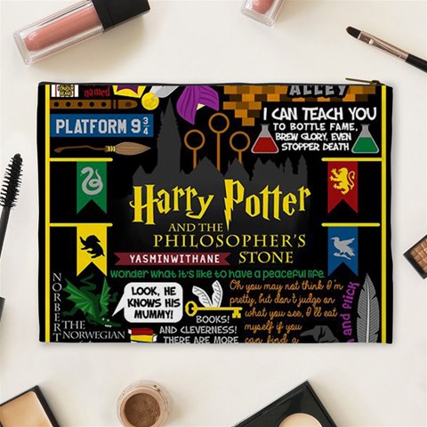 Book Collage Based On Harry Potter And The Philosopher s Stone Cosmetic Bag (XL) from ArtsNow.com Back