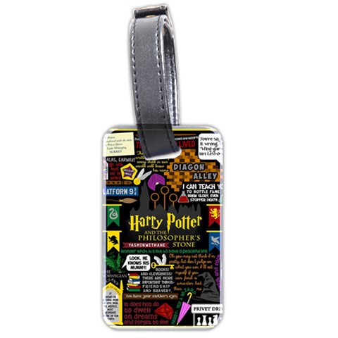 Book Collage Based On Harry Potter And The Philosopher s Stone Luggage Tag (two sides) from ArtsNow.com Front