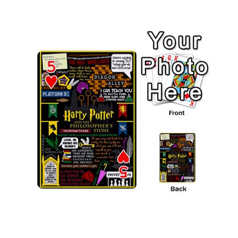 Book Collage Based On Harry Potter And The Philosopher s Stone Playing Cards 54 (Mini) from ArtsNow.com Front - Heart5