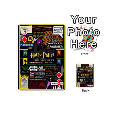 Book Collage Based On Harry Potter And The Philosopher s Stone Playing Cards 54 (Mini) from ArtsNow.com Front - Diamond3