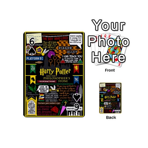 Book Collage Based On Harry Potter And The Philosopher s Stone Playing Cards 54 (Mini) from ArtsNow.com Front - Spade6