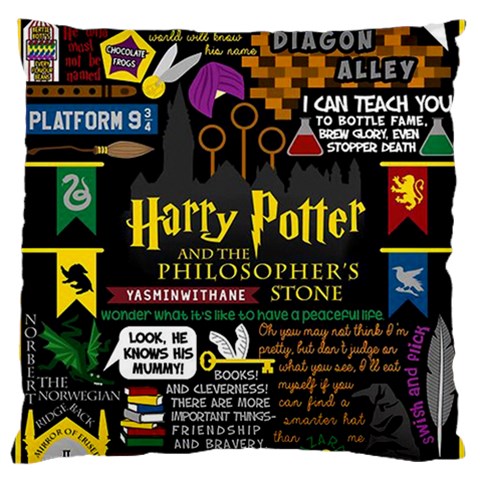Book Collage Based On Harry Potter And The Philosopher s Stone Large Cushion Case (Two Sides) from ArtsNow.com Front
