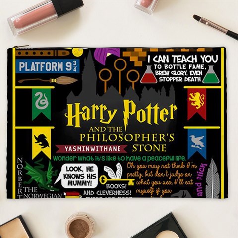 Book Collage Based On Harry Potter And The Philosopher s Stone Cosmetic Bag (XXL) from ArtsNow.com Front