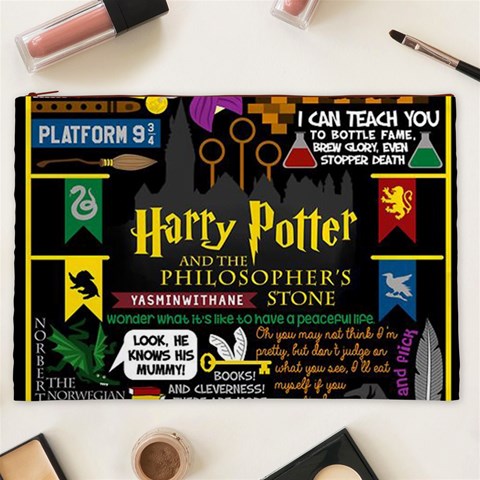 Book Collage Based On Harry Potter And The Philosopher s Stone Cosmetic Bag (XXL) from ArtsNow.com Front