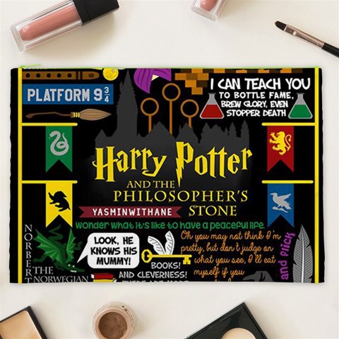 Book Collage Based On Harry Potter And The Philosopher s Stone Cosmetic Bag (XXL) from ArtsNow.com Front