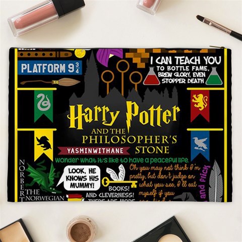 Book Collage Based On Harry Potter And The Philosopher s Stone Cosmetic Bag (XXL) from ArtsNow.com Back