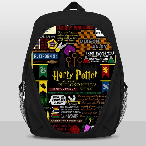 Book Collage Based On Harry Potter And The Philosopher s Stone Backpack Bag from ArtsNow.com Front