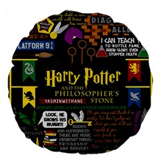 Book Collage Based On Harry Potter And The Philosopher s Stone Large 18  Premium Round Cushion  from ArtsNow.com Back