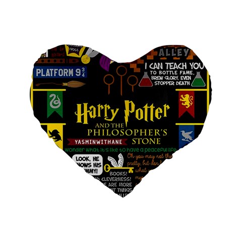 Book Collage Based On Harry Potter And The Philosopher s Stone Standard 16  Premium Heart Shape Cushion  from ArtsNow.com Front