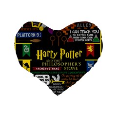 Book Collage Based On Harry Potter And The Philosopher s Stone Standard 16  Premium Heart Shape Cushion  from ArtsNow.com Back