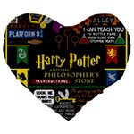 Book Collage Based On Harry Potter And The Philosopher s Stone Large 19  Premium Heart Shape Cushion