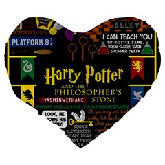Book Collage Based On Harry Potter And The Philosopher s Stone Large 19  Premium Heart Shape Cushion from ArtsNow.com Back