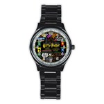 Book Collage Based On Harry Potter And The Philosopher s Stone Stainless Steel Round Watch