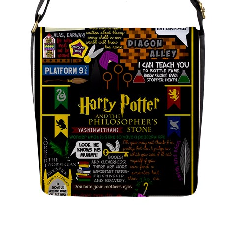 Book Collage Based On Harry Potter And The Philosopher s Stone Flap Closure Messenger Bag (L) from ArtsNow.com Front