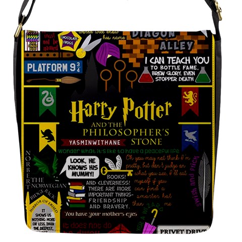 Book Collage Based On Harry Potter And The Philosopher s Stone Flap Closure Messenger Bag (S) from ArtsNow.com Front