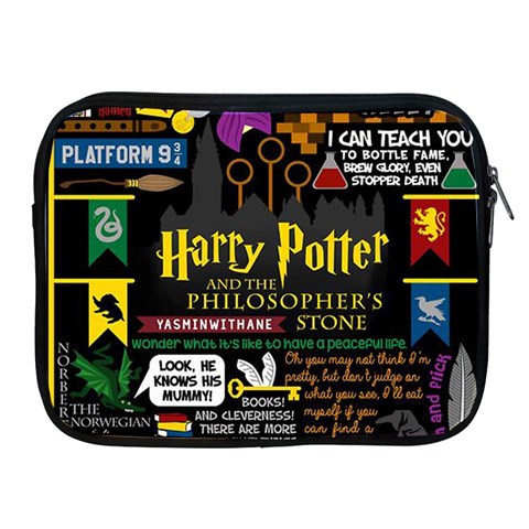 Book Collage Based On Harry Potter And The Philosopher s Stone Apple iPad 2/3/4 Zipper Case from ArtsNow.com Front