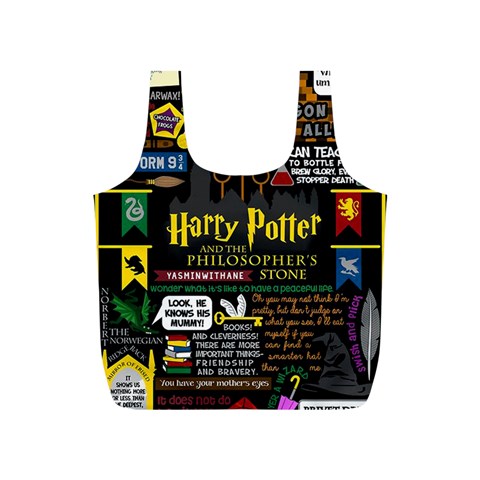 Book Collage Based On Harry Potter And The Philosopher s Stone Full Print Recycle Bag (S) from ArtsNow.com Front