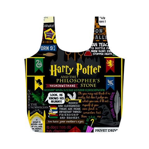 Book Collage Based On Harry Potter And The Philosopher s Stone Full Print Recycle Bag (M) from ArtsNow.com Front