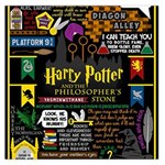 Book Collage Based On Harry Potter And The Philosopher s Stone Large Satin Scarf (Square)