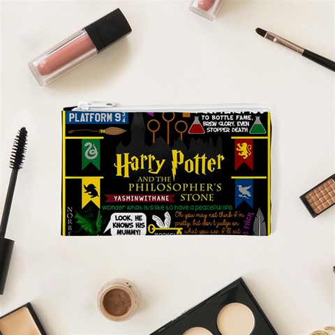 Book Collage Based On Harry Potter And The Philosopher s Stone Cosmetic Bag (XS) from ArtsNow.com Front