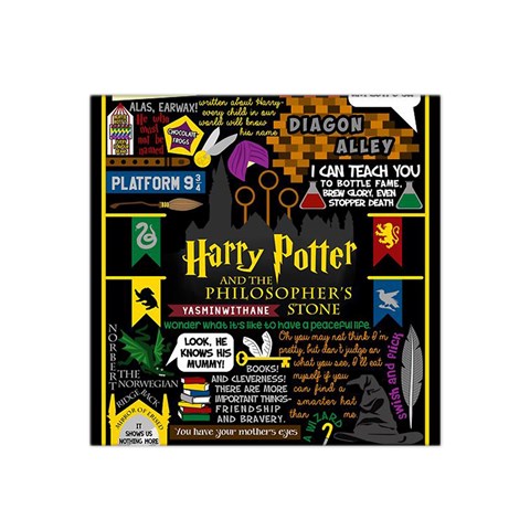 Book Collage Based On Harry Potter And The Philosopher s Stone Satin Bandana Scarf from ArtsNow.com Front