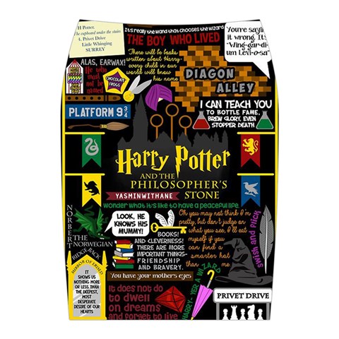 Book Collage Based On Harry Potter And The Philosopher s Stone Midi Wrap Pencil Skirt from ArtsNow.com Back